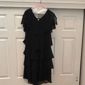 DKNY Black Tiered Midi Dress